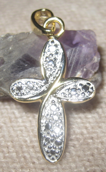 Sterling Silver and Vermeil Texture Cross Pendant